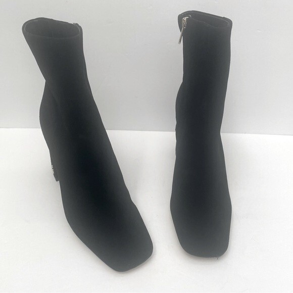 SAM EDELMAN Codie Black Leather Side Zipper Square Toe Heeled Booties Size 10.5 - Picture 6 of 11